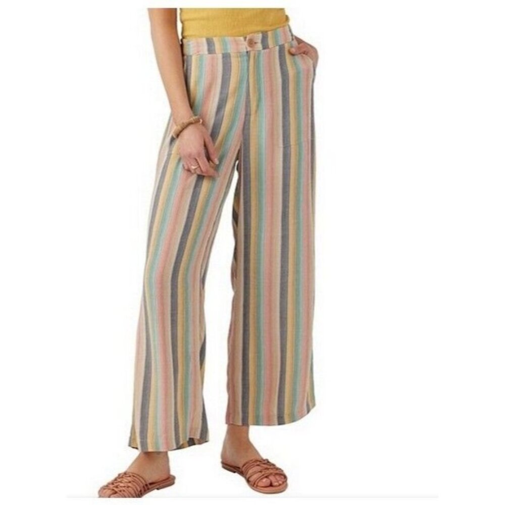 O'Neill Women's  Rylan Mid Rise Stripe Wide Leg Woven Pants Size 26
